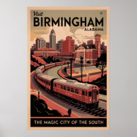 Retro Birmingham, Alabama Travel Poster