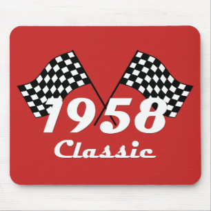 Retro Birthday 1958 Classic Checked Race Flag Mouse Mat