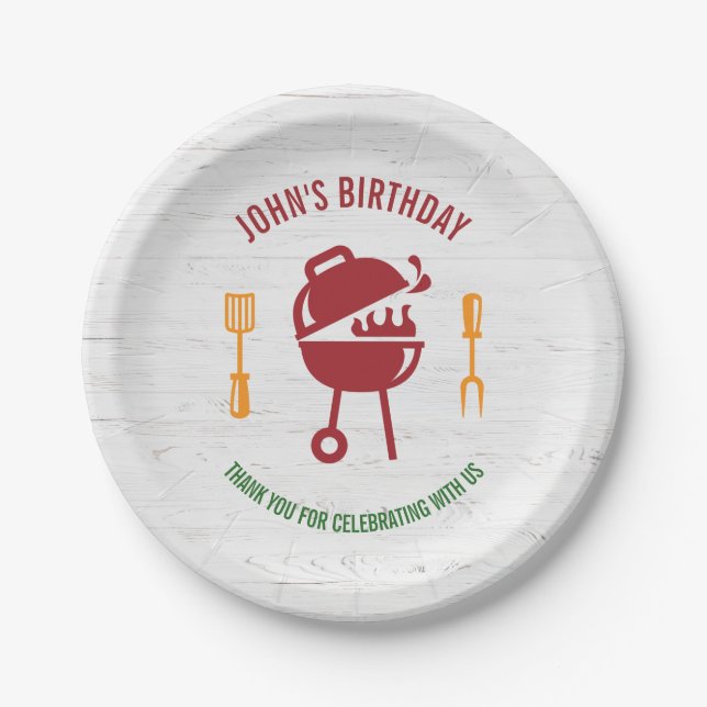 Retro Birthday BBQ Paper Plate (Front)