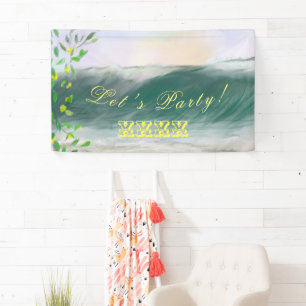 Retro Birthday Beach Picnic Party Banner