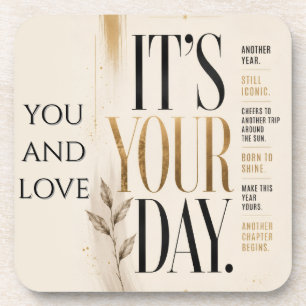 Retro Birthday Bold Editorial Typography style Coaster