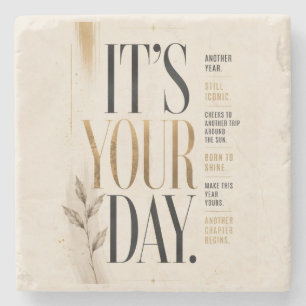 Retro Birthday Bold Editorial Typography style Stone Coaster