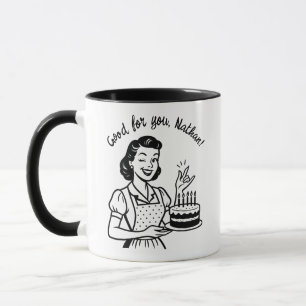 Retro Birthday Cake Personalised Coffee Mug
