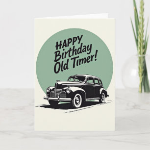 Retro Birthday Car Illustration Card