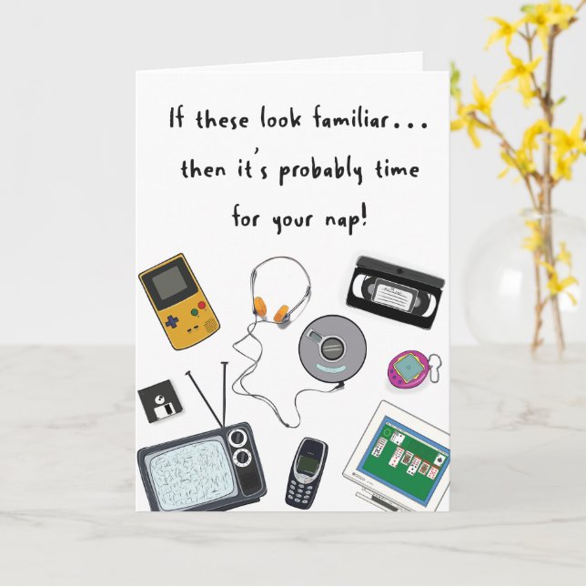 Retro Birthday card for friends and family (Yellow Flower)