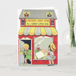 Retro Birthday Card for Sweet Little Girl