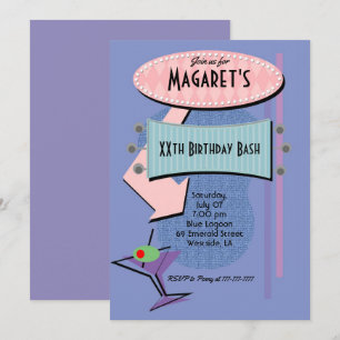 Retro Birthday Cocktail Party Invitation