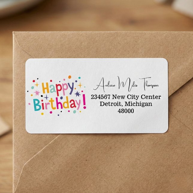 Retro Birthday Confetti Address Labels (Celebration starts on the envelope.)