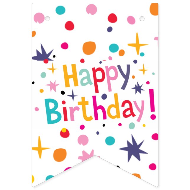 Retro Birthday Confetti Bunting Flags (First Flag)