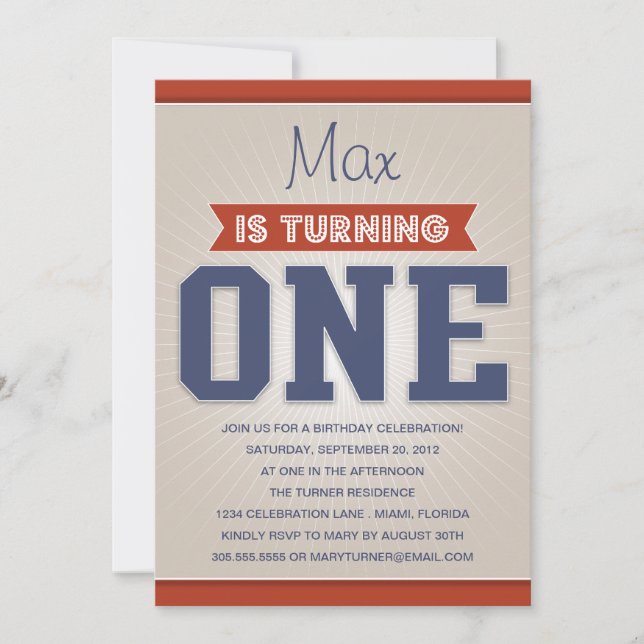 RETRO BIRTHDAY | FIRST BIRTHDAY INVITATION (Front)