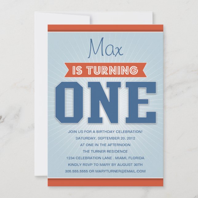 RETRO BIRTHDAY | FIRST BIRTHDAY INVITATION (Front)