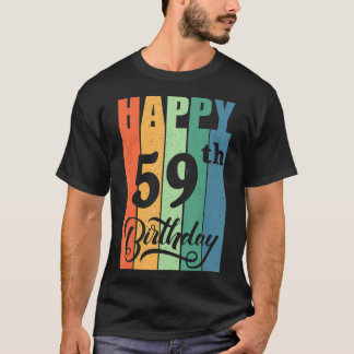 Retro Birthday Gift for 59 Years Old Happy 59th Bi T-Shirt
