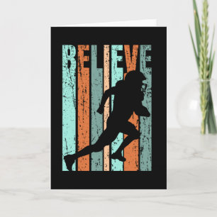 Retro Birthday Mens American Football Orange Green Card