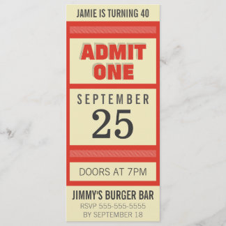 Retro Birthday Party Event Ticket Invitation