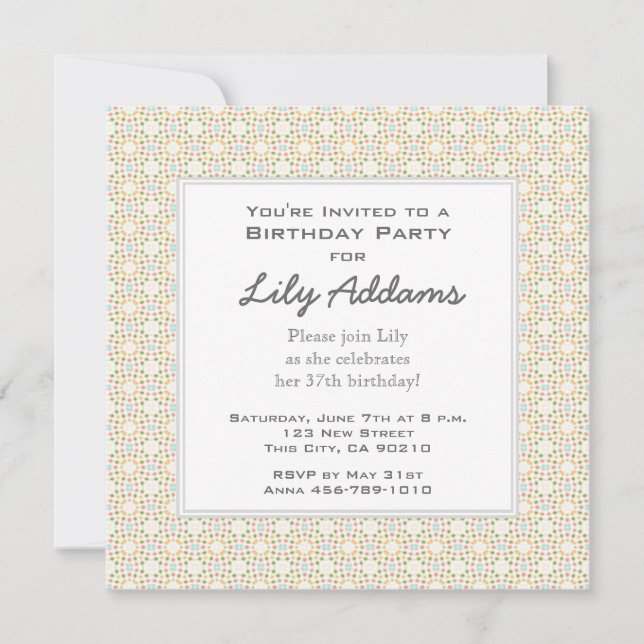 Retro Birthday Party Invitation - Gold (Front)