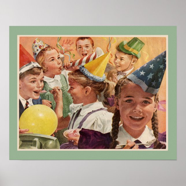 Retro Birthday Party Vintage Childhood Memories Poster (Front)