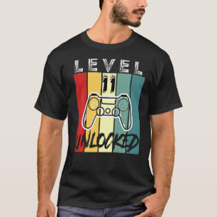 Retro Birthday Video Game 11 Years Old Gamer Level T-Shirt