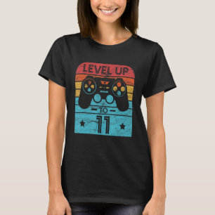 Retro Birthday Video Game 11 Years Old Gamer Level T-Shirt