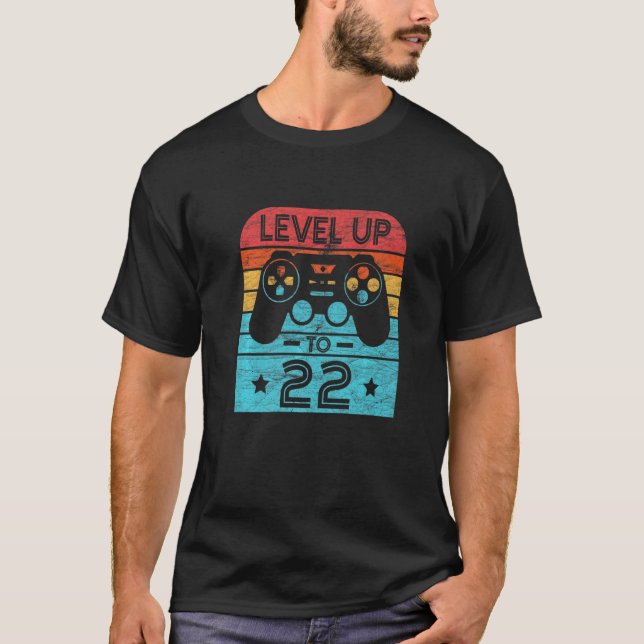 Retro Birthday Video Game 22 Years Old Gamer Level T-Shirt (Front)
