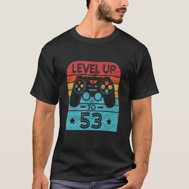 Retro Birthday Video Game 53 Years Old Gamer Level T-Shirt (Front)