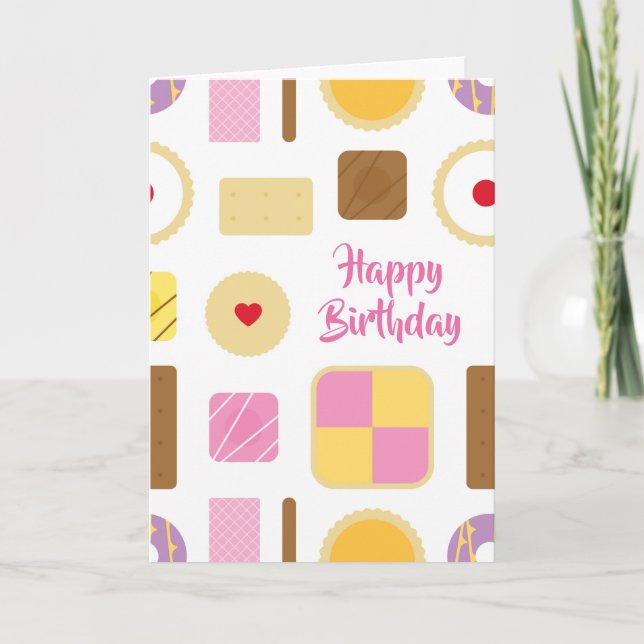 Retro Biscuits & Cakes Personalised Greeting Card (Front)