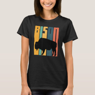 Retro Bison Fluffy Cows National Park Bison Buffal T-Shirt