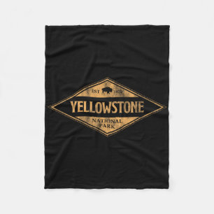 Retro Bison Yellowstone National Park 1872 Hiking Fleece Blanket