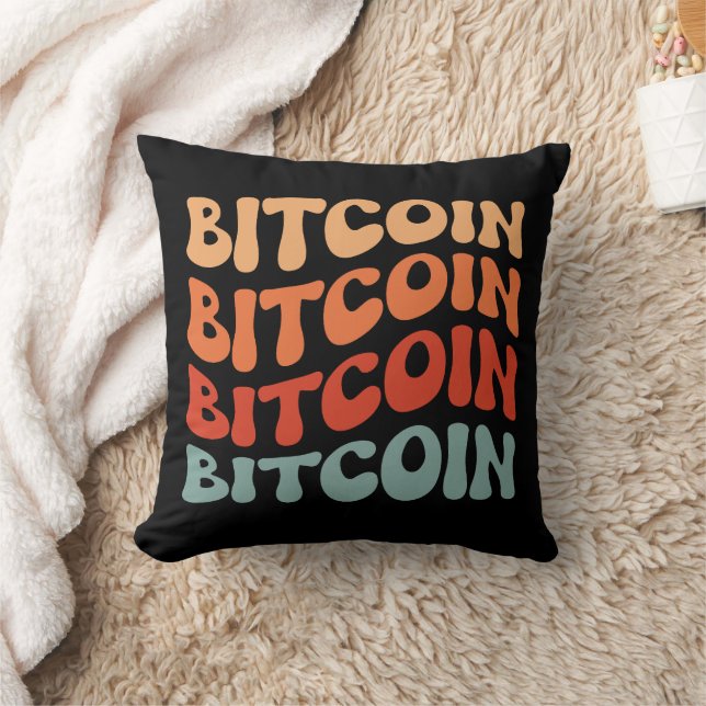 Retro Bitcoin Typography Design Cushion (Blanket)