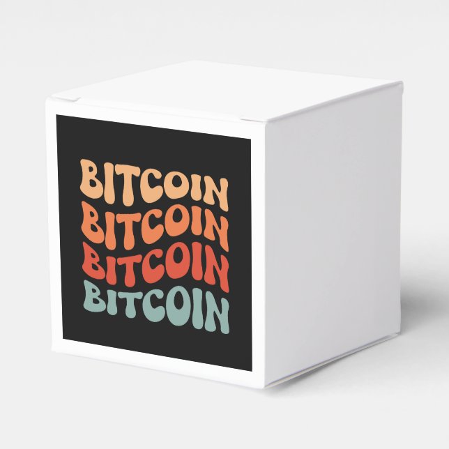 Retro Bitcoin Typography Design Favour Box (Front Side)