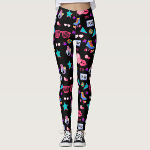 Retro black 80s Costume Vibrant culture pop Leggings