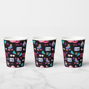 Retro black 80s Costume Vibrant culture pop Paper Cups