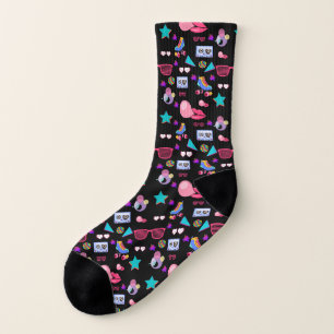 Retro black 80s Costume Vibrant culture pop Socks