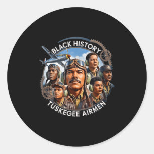 Retro black airmen black history world war 2 classic round sticker
