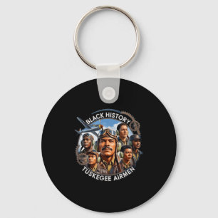 Retro black airmen black history world war 2 key ring