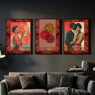 Retro Black American Beauty Decoupage 1 Wrapping Paper Sheet
