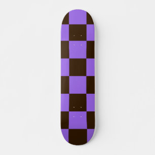 Retro Black and Purple Chequered Squares Pattern Skateboard