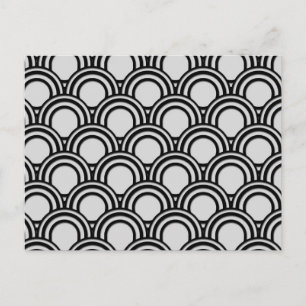 Retro Black and White Art Deco Abstract Pattern Postcard