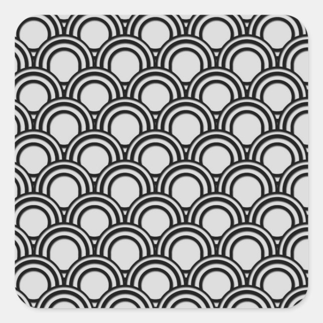 Retro Black and White Art Deco Abstract Pattern Square Sticker (Front)