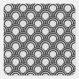 Retro Black and White Art Deco Abstract Pattern Square Sticker