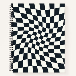 Retro Black and White Checks Warped Chequered    Notebook