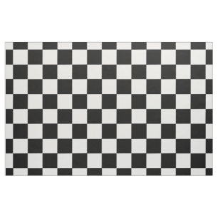 Retro Black and White Chequered Pattern Fabric