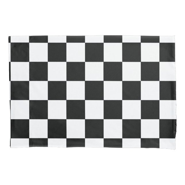 Retro Black and White Chequered Pattern Pillow Cas Pillowcase (Front)