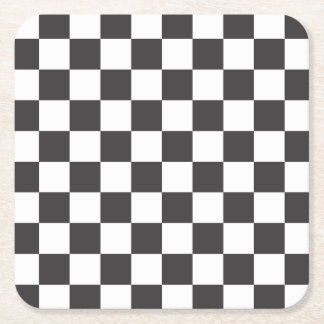 Retro black and white chequered square paper coaster