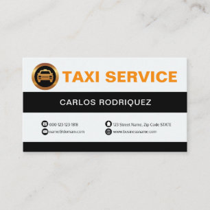 Retro Black And White Column Taxi Service Business Card