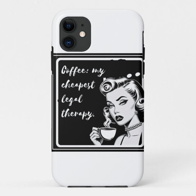 Retro black and white design with the phrase “Coff Case-Mate iPhone Case (Back)