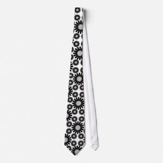 retro black and white flower pattern tie