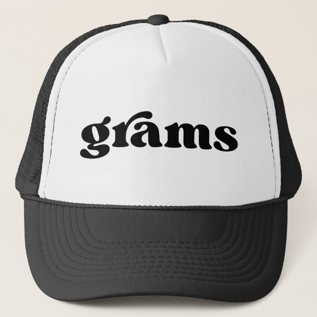 Retro Black and White Grandma American Grams Trucker Hat (Front)