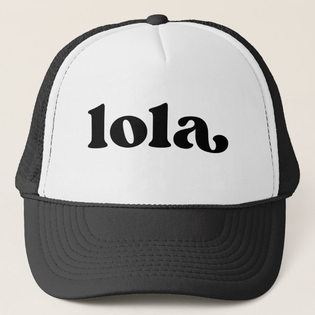 Retro Black and White Grandma Filipina Lola Trucker Hat (Front)