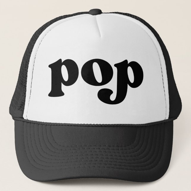 Retro Black and White Grandpa American pop Trucker Hat (Front)