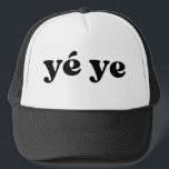 Retro Black and White Grandpa Chinese yé ye Trucker Hat<br><div class="desc">"yé ye" in retro style font,  colour is editable; add your own name if desired and choose hate style. Contact me for other nicknames.</div>